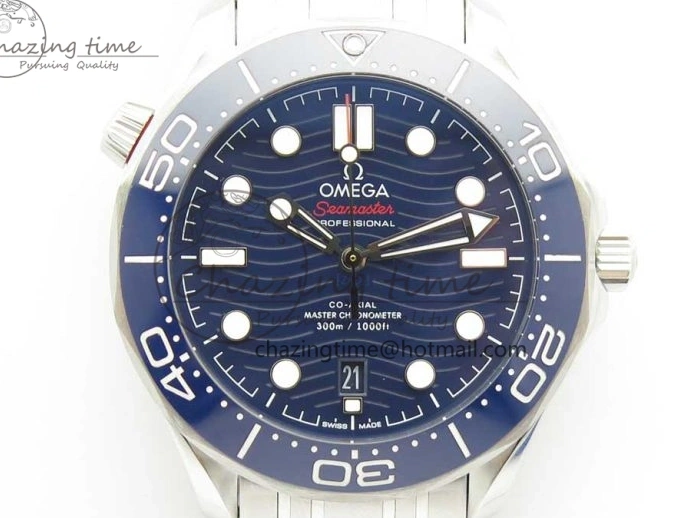 0725 2018 Seamaster Diver 300M OMF Best Edition Blue Ceramic Blue Dial on SS Bracelet A8800 (Black Balance Wheel) ZeroBulk 7957